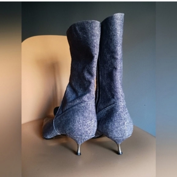 Mario Bologna Denim Heeled Boots Size 38.5 - Picture 5 of 12